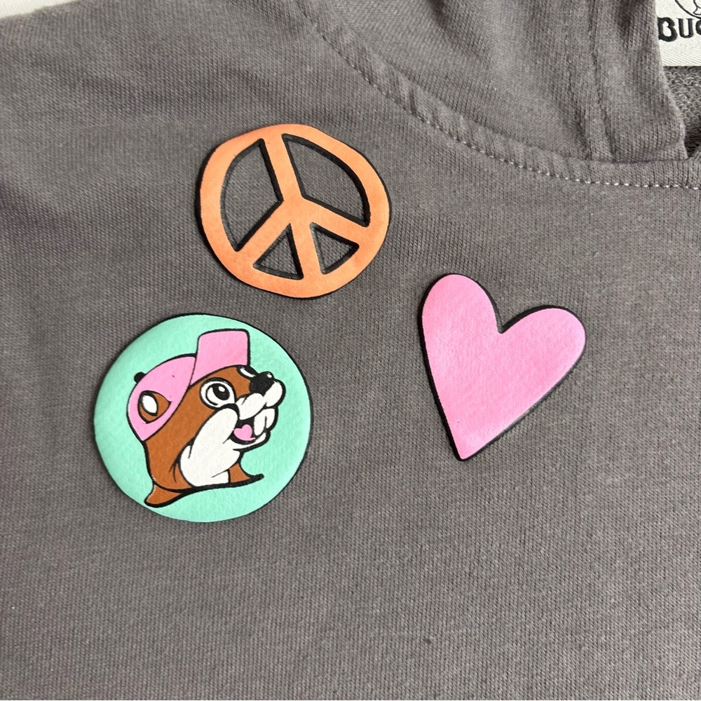 Buc-ee’s Peace and Love Gray Hoodie